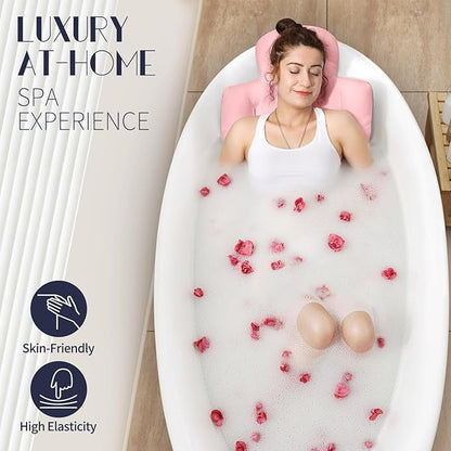 Full Body Bath Pillow for Bathtub, Thick Bathtub Cushion with Laundry Bag, Luxury Tub Pillow for Bath for Headrest Neck and Back Support Pink 56" x 16"