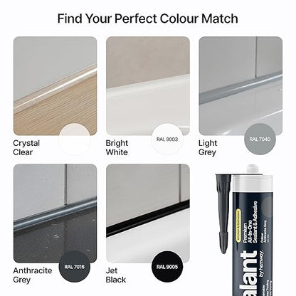 Anthracite Gray Kitchen & Bathroom Sealant & Adhesive Hybrid Polymer | Superior to Silicone Caulk Sealant | Waterproof, Odorless, Paintable | Ideal for Around Bathtub, Shower, Kitchen - 300ml 3 Pack