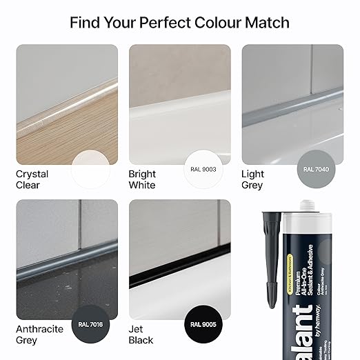 Anthracite Grey Kitchen Bathroom Hybrid Polymer Sealant Adhesive 13.1oz All in One Waterproof Weatherproof Joint Paintable Indoor Outdoor Bath Shower Sink Window Board Door RV Roof Wood - 1 Pack
