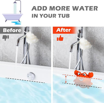 Koluti Bathtub Overflow Drain Cover, Silicone Fun Grab Bath Tub Drain Stopper with 8 Suction Cups, Bathroom Essentials Spa Accessories Gift, Orange
