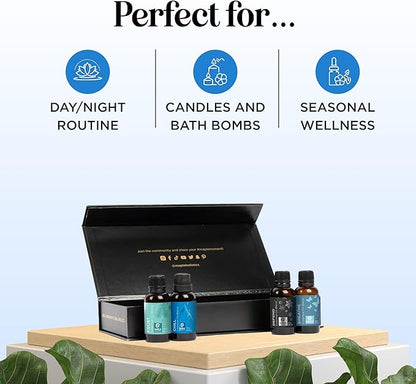 Winter Essential Oils Set for Diffuser - Large 100% Pure Holiday Essential Oil Blends Gift Set with Frost Chill Defend and Breathe Blends - Perfect Aromatherapy Gift for All Occasions (4x30mL)