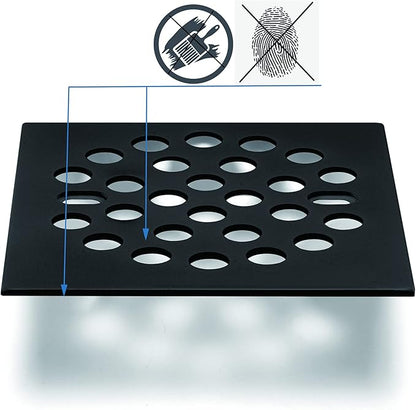 RRAJJ Square Improve 4-1/4 Inch(108mm*108mm) Screw-in Shower Floor Drain Grate Strainer (Black)