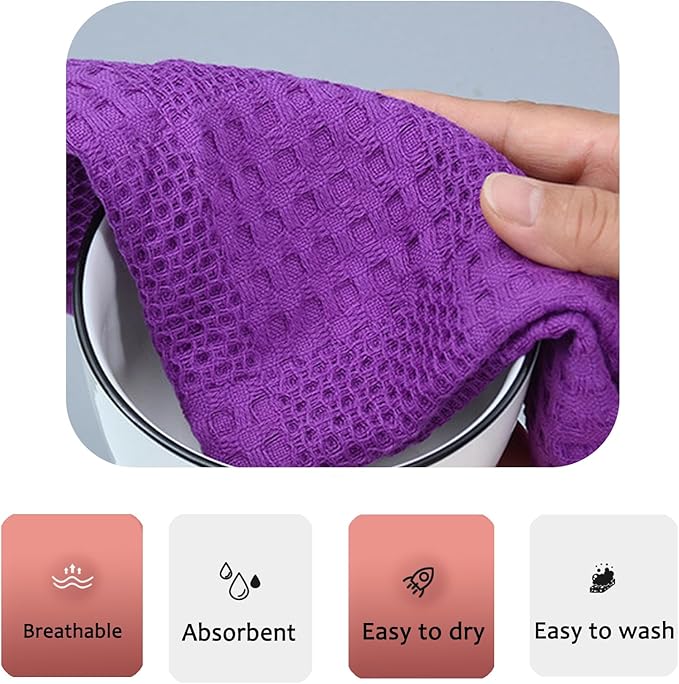 Waffle Weave Cotton Washing Cloth Ultra Soft and Absorbent Washcloths for Bathroom Kitchen and Gym Natural Cotton (6, Red)