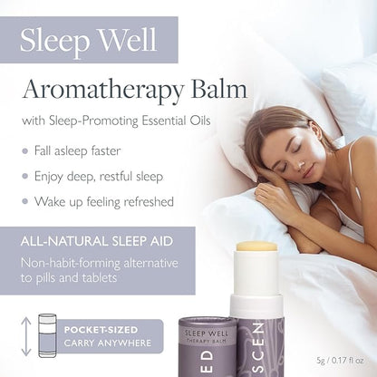 Scentered Aromatherapy Balm Stick - Sleep Well Lavender Essential Oil Roll On to Help Sleep - Natural Sleep Aid with Palmarosa & Ylang Ylang - Self-Care Stocking Stuffers for Women