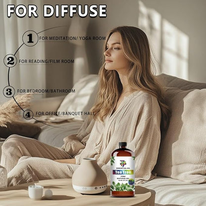 Tea Tree Essential Oil (16 oz / 480 ml) – Tea Tree Oils for diffusers, humidifiers, Home Baths, Cleaning Products, Yoga, DIY Soaps and DIY Scented Candles