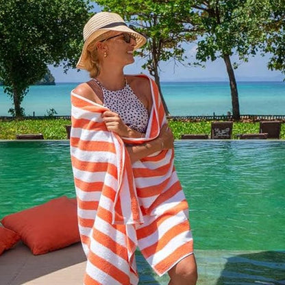 Personalized Passion Beach Towels for Adults - Custom Pool Towels with Name - Highly Absorbent Cotton - Striped Design for Women & Men - Large 70x30 Bath Sheet for Hotel, Swim & Camping - Coral