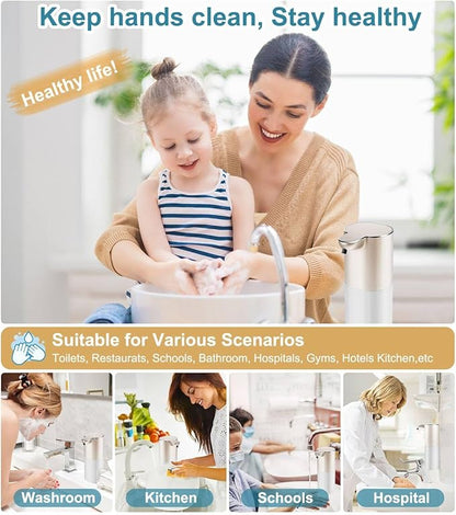 Soap Dispenser, Automatic Foaming Soap Dispenser with 4 Adjustable Volume Control, Touchless Rechargeable Hands Free Auto Soap Pump for Kitchen, Bathroom, Hotel, Restaurant,13.5oz/ 400ml