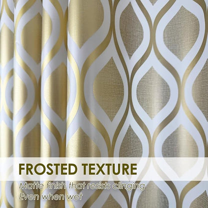 Plastic Shower Curtain Liner, Gold Striped Pattern, Waterproof Printed PEVA Shower Curtain with Design, Rustproof Grommets, Standard Size 70x72 Bathtub Curtain for Bathroom (Pack of 1)