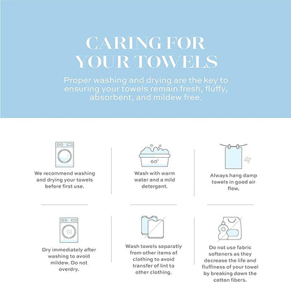 White Classic Luxury Bath Towels Set of 4 Large - 700 GSM Cotton Ultra Soft Bath Towels 27x54 | Highly Absorbent and Quick Dry | Hotel Towels for Bathroom Luxury, Plush Shower Towels, Light Blue