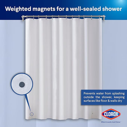 CLOROX Shower Curtain Liner, Premium Medium-Weight Durable Waterproof 6g PEVA for Bathroom with Weighted Magnets, Standard Size 72" x 72", Frosty 1 Pack