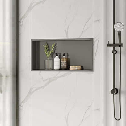 Neodrain 24X12Inch Shower Niche, Gun Metal Stainless Niche NO Tile Needed Recessed Shower Shelf for Bathroom Storage