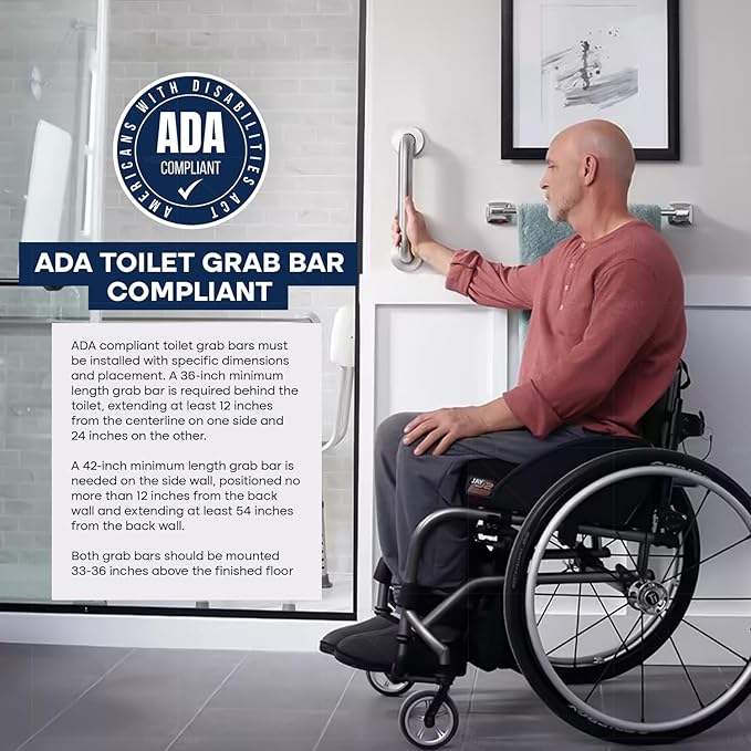 Highcraft Grab Bar for Bathtubs and Showers, Shower Grab Bars for Seniors and Elderly, Safety Bar for Bathroom 12" x 1.5" ADA Compliant Grab Bar, Heavy Duty Stainless Steel Shower Handle Wall Mount