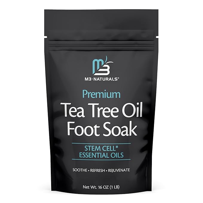 Tea Tree Oil Foot Soak and Epsom Salts for soaking | Foot Spa and Remedy for Athletes Foot, Stinky Feet, and Foot Soak for Dry Cracked Feet | Detox Foot Soak and Tea Tree Oil for Healthy Toenails 16oz