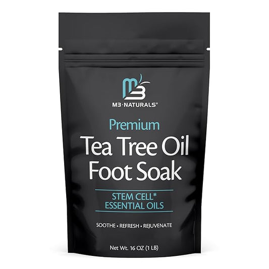 Tea Tree Oil Foot Soak and Epsom Salts for soaking | Foot Spa and Remedy for Athletes Foot, Stinky Feet, and Foot Soak for Dry Cracked Feet | Detox Foot Soak and Tea Tree Oil for Healthy Toenails 16oz