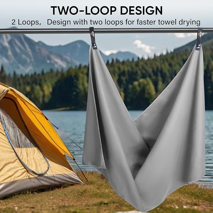 APEXUP Microfiber Travel Towel, Ultra Absorbent Quick Dry Towels, Lightweight Gym Sports Camping Towel for Workout, Yoga, Beach, Shower, Swimming (Combo, Gray)