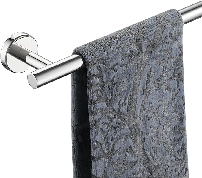 JQK Chrome Towel Bar, 27 Inch 304 Stainless Steel Thicken 0.8mm Towel Rack Bathroom, Towel Holder Polished Finished Wall Mount, Useable Length 24 Inch, TB110L24-CH