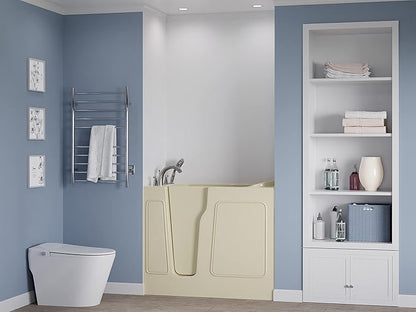 ANZZI Walk In Tub 46'' x 26" in Beige with Quick Fill Tub Filler Faucet & Handheld Shower Sprayer, Left Drain, ADA Compliant, Therapeutic, Wide Door, No Electrical Wiring - AMZ2646LBS