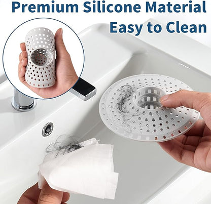 Bathtub Drain Hair Catcher,Tub Shower Drain Hair Trap/Strainer,3PCS Silicone Collapsible Tub Hair Catcher Drain Protector Designed for 1.47" to 1.75'' Regular Drains(Patent Pending)