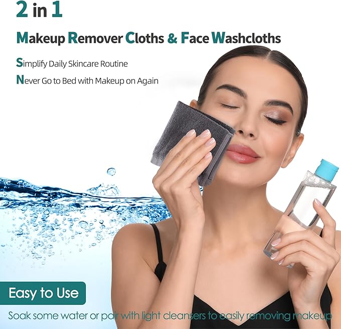 Wash Cloths 6 Pack, Women Girls Stocking Stuffers, Super Soft & Skin Friendly Face Towel for Sensitive Skin, Reusable Washable Grey Makeup Remover Cloth, Easy to Rinse 10x10 inch Small Face Washcloth