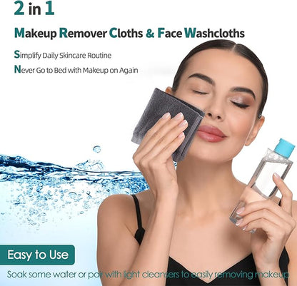 Face Towels 6 Pack, 13x13 inch Extra Large Grey Wash Cloths on Sensitive Skin, Super Soft and Gentle Bath Washcloths for Face and Body, Easy to Rinse Fast Dry Makeup Remover Eraser Face Cloths