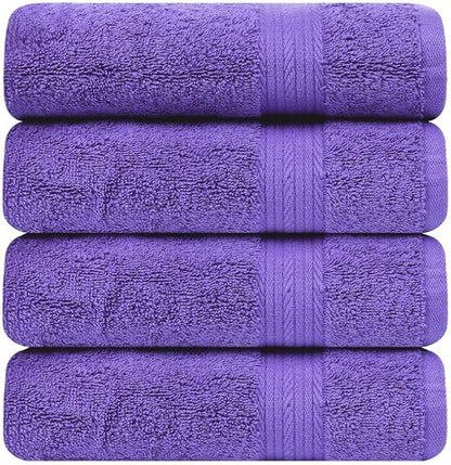 Ample Decor Bath Towel Sets 30 X 54 Inch Soft and Absorbent 100% Cotton 600 GSM Towel - 4pcs Purple