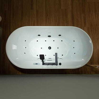 WOODBRIDGE 72" x 35-3/8" Whirlpool and Air Bath Heated Soaking Combination Tub with Adjustable Speed Air Blower, Tub Filler, and LED control panel, Matte Black Finish Trim and Drain Kit, BM500+F0051MB