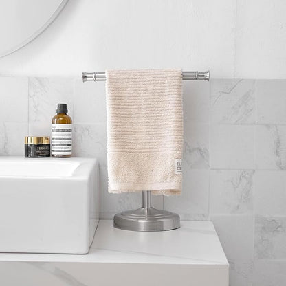 RUMOSE 13 Inch Brushed Nickel Towel Stand Hand Towel Holder Bathroom Kitchen Vanity Countertop T-Shape Towel Rack Free Standing Stainless Steel Towel Bar Towel Ring