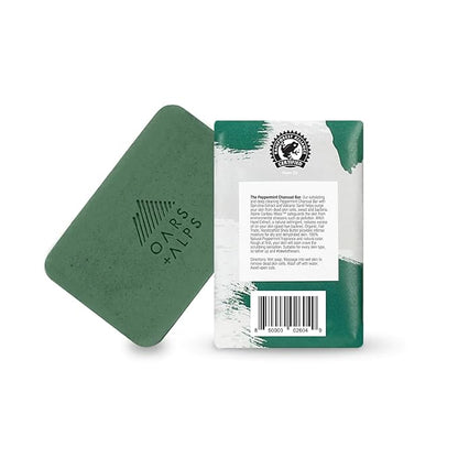 Oars + Alps Peppermint Charcoal Exfoliating Bar Soap for Men, Deep Cleaning & Exfoliating Soap, Made with Clean Ingredients, All Skin Types, Cruelty Free, Paraben Free, Travel Size, 6pk, 6oz