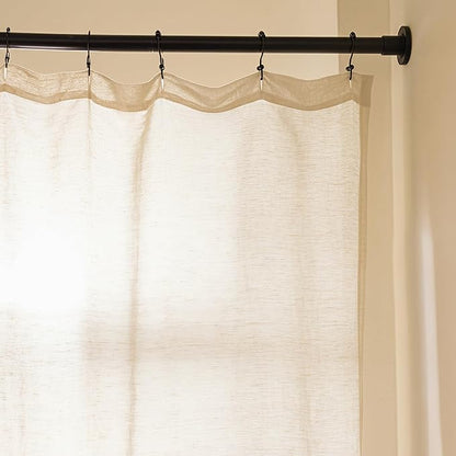 Preston Lane Stonebridge Linen Cotton Shower Curtain, 72" x 72" – 67% Linen 33% Cotton Blend, Fabric Bathroom Curtain with Reinforced Holes with Stitching, Made in Portugal, Alabaster