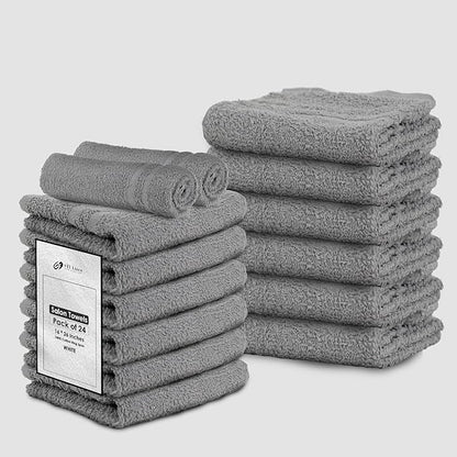 24 Pack Dark Grey Hand Towel 100% Cotton Spa Towel – 16x27 inches Highly Absorbable Facial Towels Gym, Hair Towel and Face Towel Bulk Small Towels (Not Bleach Proof)
