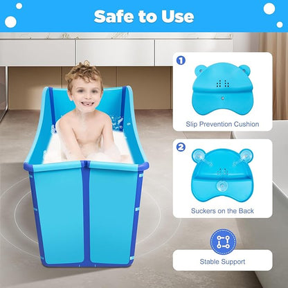 Portable Bathtub for Adults, 38Inch Foldable Bathtub Bathroom SPA Tub Cold Plunge Tub Collapsible Bathtub for Hot Ice Water