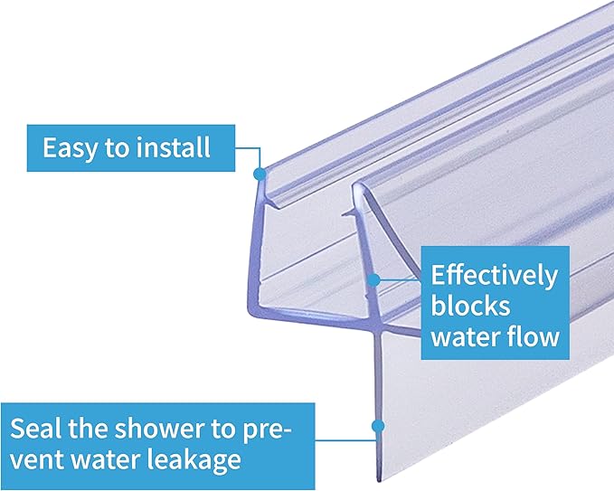 Shower Door Bottom Seal 2-Pack 1/4" x 36" Frameless Glass Shower Door Seal Strip Stop Leaks and Create a Water Barrier Replacement Shower Cubicle Screen Seal Strip