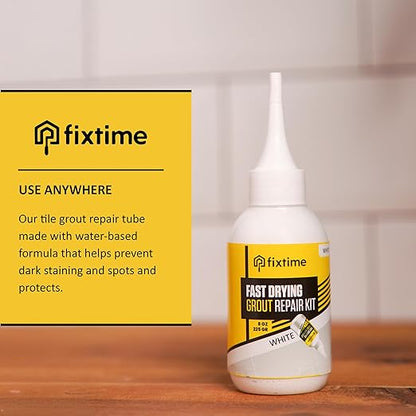 Grout Repair Kit - White Grout Filler Tube - Grout Crack Repair, Premixed Grout Filler Repair, Fast Drying Grout Sealer for Floor Tile - Spatula Included (White, 8oz)