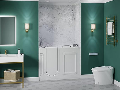 ANZZI Walk In Tub 53" x 27" Left-Drain Bathtub, Air & Whirlpool Massage Jets, Quick Fill with 6‑Setting Handheld Shower, Aromatherapy, Bath Pillow, LED Light | 2753FLWL