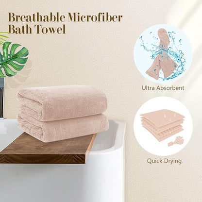 Orighty Microfiber Bath Towels Pack of 2(27'' x 54'') - Soft Feel, Highly Absorbent, Quick Drying for Body, Sport, Yoga, SPA, Fitness - Brown