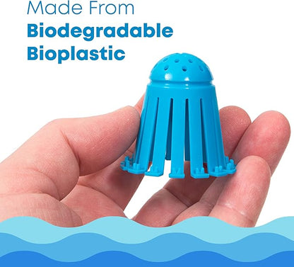 TubShroom Toss 21pk Disposable Bath Tub Drain Strainers - Hair Catcher Snare for Shower Bathtub to Prevent Clogged Drains, Traps Human and Pet Hair, One Year Supply (Blue)