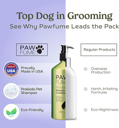 PAWFUME Dog Shedding Shampoo and Conditioner, Royal Lavender, 2-Pack – Nourish & Detangle for Silky Soft Coat – Probiotic, Deep-Cleaning, pH-Balanced – Salon-Quality Shedding Shampoo for Dogs