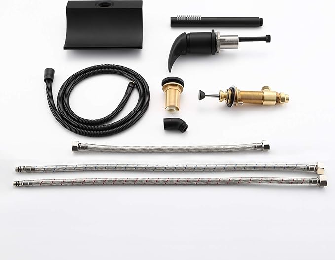 sumerain Black Roman Tub Faucet with Hand Shower High Flow Waterfall Spout with Diverter