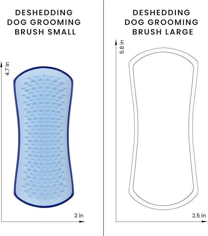 Pet Teezer De-Shedding Dog Brush by Tangle Teezer, Dog Grooming Tool for Short Haired Breeds and Wet or Dry Fur, Small, Navy & Sky Blue