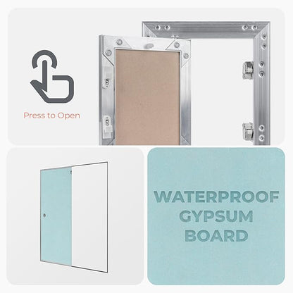 8" x 12" Drywall Access Panel – Waterproof Aluminum Frame Gypsum Hatch – Wall & Ceiling Inspection Door – Easy Install Removable Cover for Plumbing, Electrical, Utility & Ventilation Access