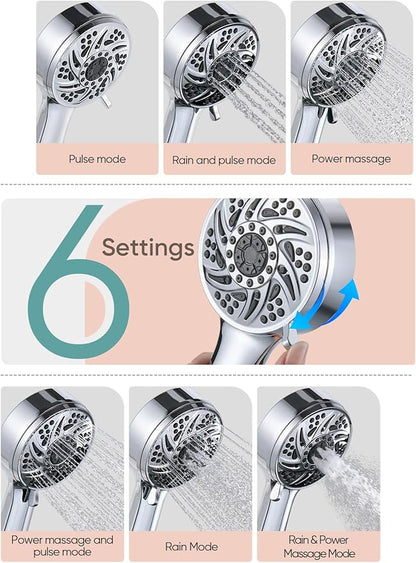 Cobbe High Pressure 3-Way Shower Head Combo, Hand Held Shower & Rain Shower Separately or Together, Dual 2 in 1 Showerhead with Stainless Steel Hose - Chrome