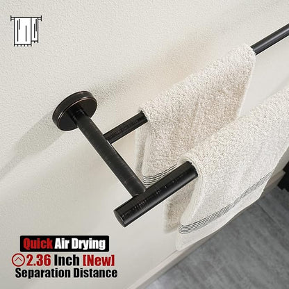 JQK Bathroom Hardware Set Oil Rubbed Bronze, 5-Piece Bath Accessories Set Wall Mount Includes 24 in Towel Bar, 9 in HT Bar, TP Holder, Towel Hook x 2, BAS105-ORB