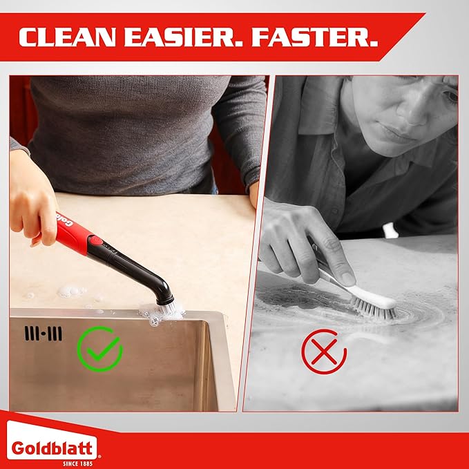 Goldblatt Electric Spin Scrubber Cordless, Power Scrubber with Battery Indicator Light, IPX6 Waterproof, Electric Cleaning Brush for Grout, Tile, Bathroom, Kitchen, Tub Cleaning