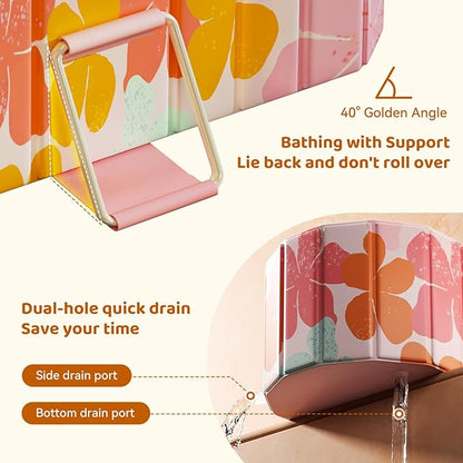Portable Foldable Bathtub, Freestanding Bathtub No Installation, Bathroom SPA Soaking Bath Tub, Shower Stall Collapsible Hot & Ice Bath for Indoor Outdoor (Pink, 59"L x 21.6"W x 19.6"H)