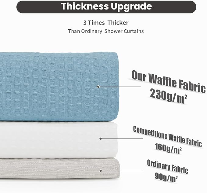 Inhousolu No Hook Shower Curtain with Snap in Fabric Liner Set Waffle Weave 230GSM Weighted Hem, Waterproof & Washable Bathroom Curtain Spa Luxury with Mesh Top Window 72" W x 72" L Teal