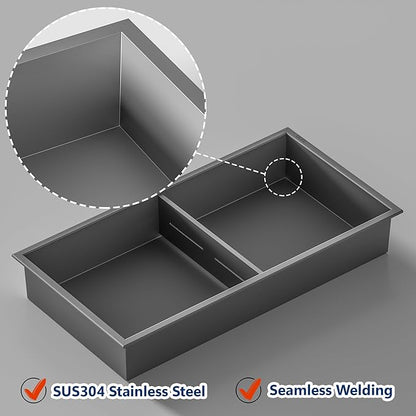 Stainless Steel Shower Niche 24" X 12", No Tile Needed Wall Niche Double Shelves, Recessed Shower Shelf for Bathroom Storage, Gun Metal