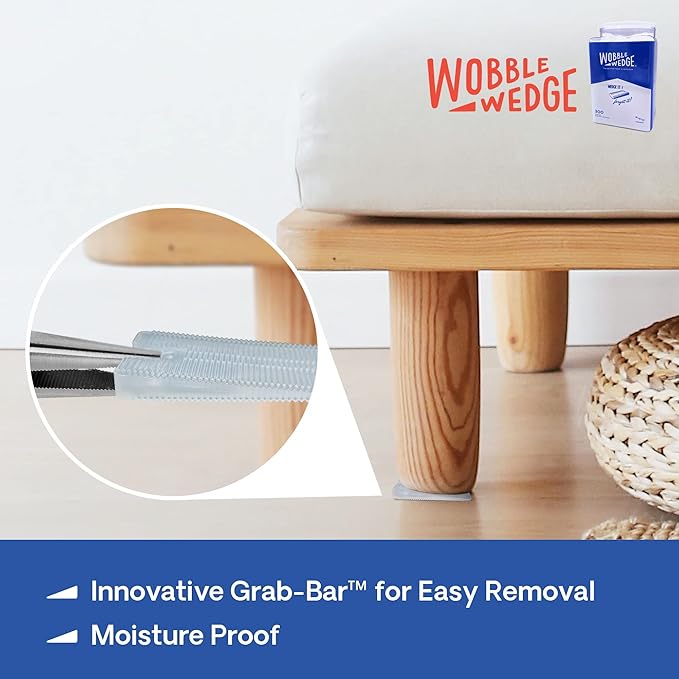 WOBBLE WEDGES The Original Rigid Plastic Shims, Heavy Duty Leveling Wedges for Furniture, Tables, Toilets, Home Improvement & Work Projects, Transparent Leveling Feet, Made in USA, 300Pack