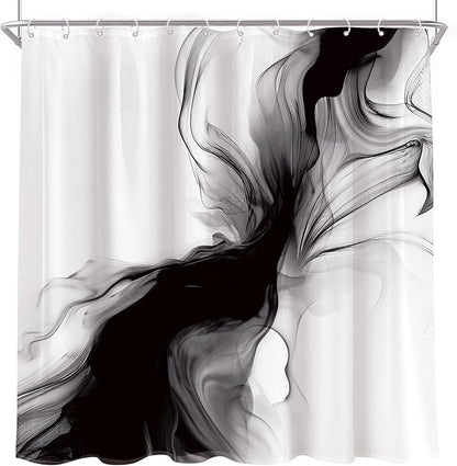 Cinbloo Black and White Marble Shower Curtain 72Wx72H Abstract Modern Neutral Ombre Grey Minimalist Bathroom Decor Elegant Ink Texture Cloth Fabric Bathroom Decor with 12 Hooks