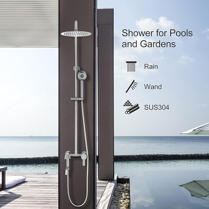 Shower Faucet - Shower Faucets Sets Complete, Shower System - Outdoor Shower Kit/Outdoor Shower Fixtures W/ SS304 Shower Head with 3 modes Handheld, Brushed Nickel