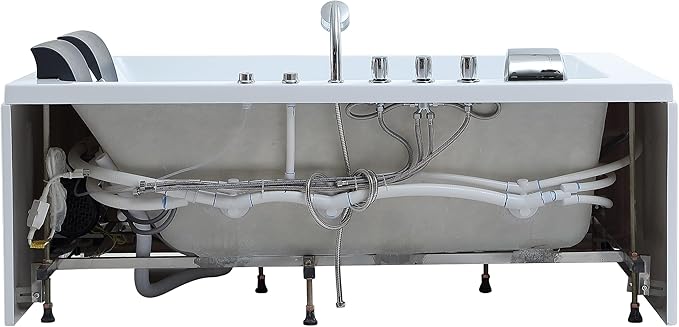 Empava Whirlpool Bathtub 71 Inch,2 Person Whirlpool Tubs With 16 Jets,Jetted Bathtub,Acrylic SPA Bath Tub,Hydro Massage Bathtub With Right Drain,3-Side Apron,White